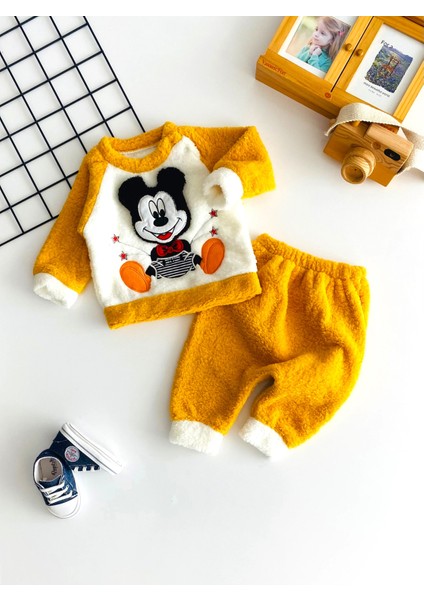 Neşeli Bebekler Mickey Kabartma Desen Welsoft Takım Sarı