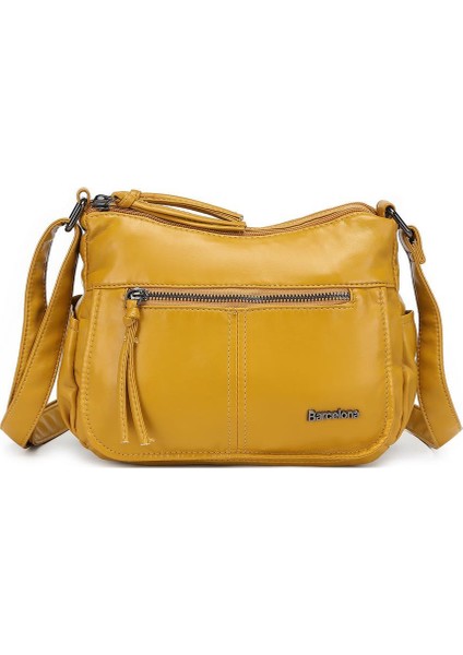 Yıkama Deri Postacı Askılı Soft Kadın Çantası 21-K Barcelona 1874