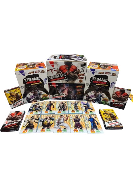 Efsane Savaşçılar Dövüş Başlıyor Street Fighter-Tekken-Mortal Kombat (12 Minik Kutu 120 Adet Kart ) Oyun Kağıtları