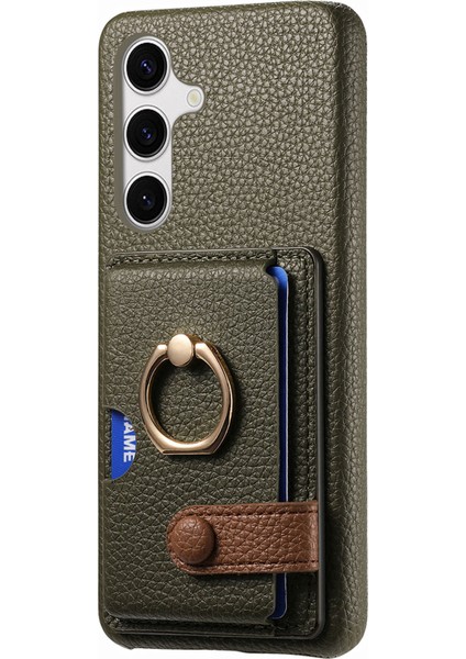 Samsung Galaxy S23 Fe Kılıf Kart Yuvalı Telefon Kılıfı Halkalı Kickstand-Yeşil (Yurt Dışından) modelleri