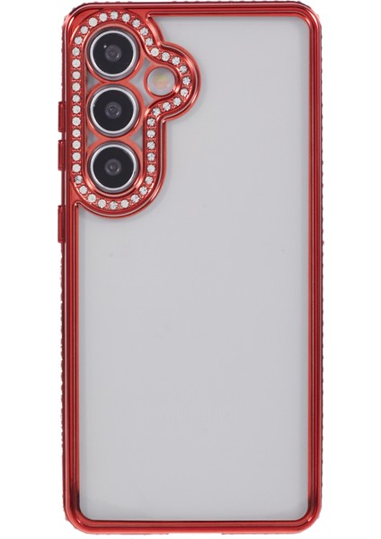 Samsung Galaxy S24 + Kılıf Için Yumuşak Tpu Telefon Kapağı Bling Rhinestones Dekor Telefon Kabuk-Kırmızı (Yurt Dışından)