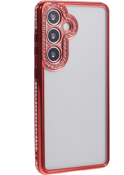Samsung Galaxy S24 + Kılıf Için Yumuşak Tpu Telefon Kapağı Bling Rhinestones Dekor Telefon Kabuk-Kırmızı (Yurt Dışından) modelleri