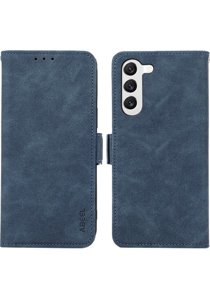 Samsung Galaxy S23+DERI Kılıf Için Rfıd Engelleme Cüzdan Telefon Kapağı Yan Manyetik Toka-Mavi (Yurt Dışından)