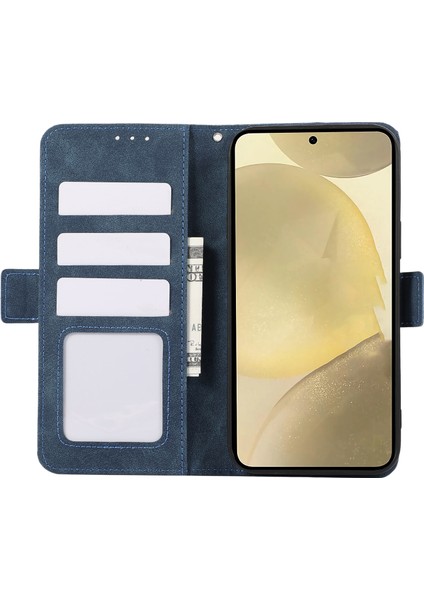 Samsung Galaxy S23+DERI Kılıf Için Rfıd Engelleme Cüzdan Telefon Kapağı Yan Manyetik Toka-Mavi (Yurt Dışından)