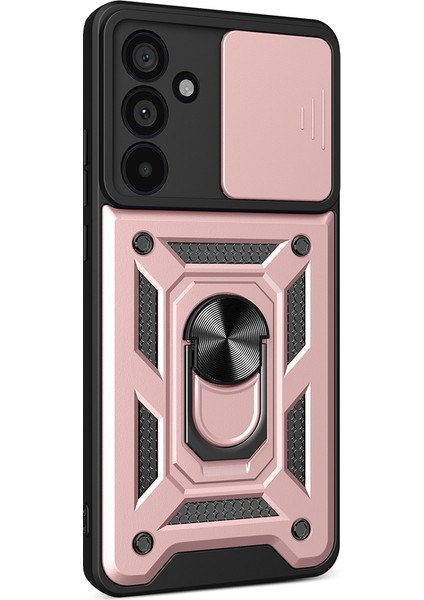 Samsung Galaxy M55 5g Kılıf Için Kickstand Pc + Tpu Telefon Kabuk Slayt Kamera Koruyucu Kapak-Gül Altın (Yurt Dışından)