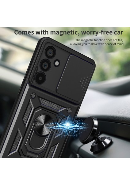Samsung Galaxy M55 5g Kılıf Için Kickstand Pc + Tpu Telefon Kabuk Slayt Kamera Koruyucu Kapak-Gül Altın (Yurt Dışından)