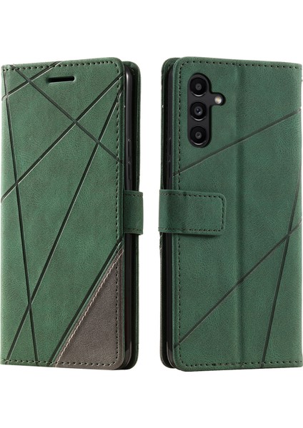 Samsung Galaxy A25 5G(GLOBAL)(161.0 x 76.5 x 8.3mm) Kılıf Skin-Touch Deri Kart Tutucu Kapağı-Yeşil (Yurt Dışından)