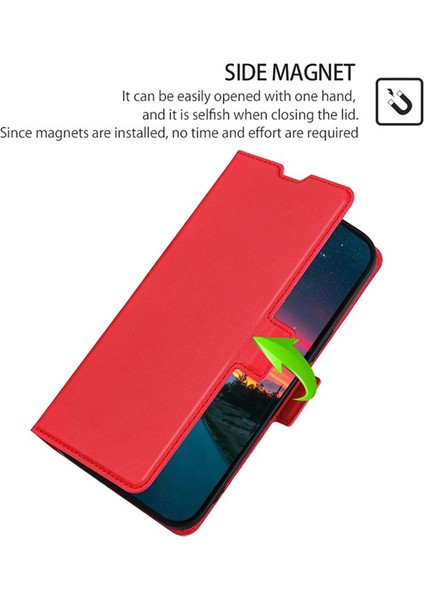 Samsung Galaxy M15 5g Telefon Kılıfı Yan Manyetik Toka Cüzdan Deri Kapak-Kırmızı (Yurt Dışından)