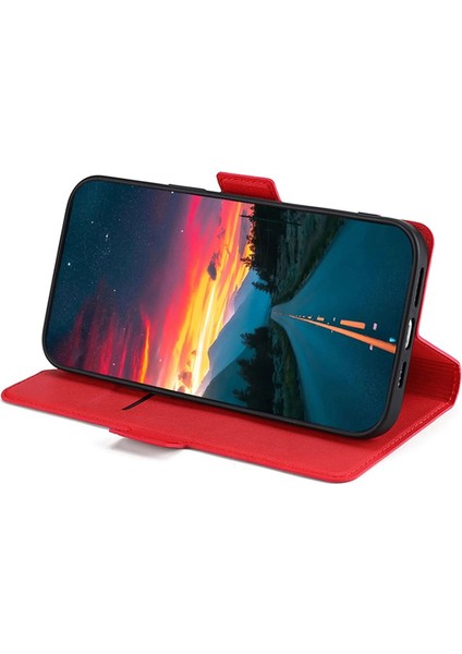 Samsung Galaxy M15 5g Telefon Kılıfı Yan Manyetik Toka Cüzdan Deri Kapak-Kırmızı (Yurt Dışından)