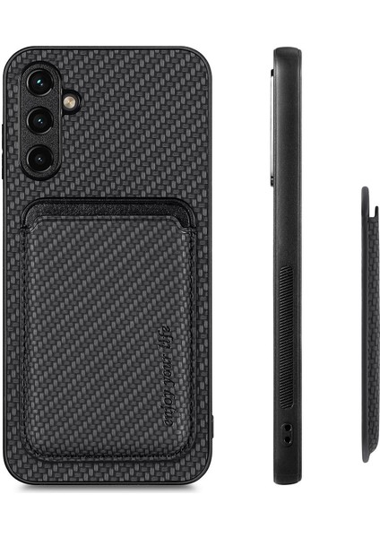 Samsung Galaxy A25 5G(GLOBAL)(161.0 x 76.5 x 8.3mm) Kılıf Manyetik Çıkarılabilir Kart Tutucu Telefon Kapağı-Siyah (Yurt Dışından)