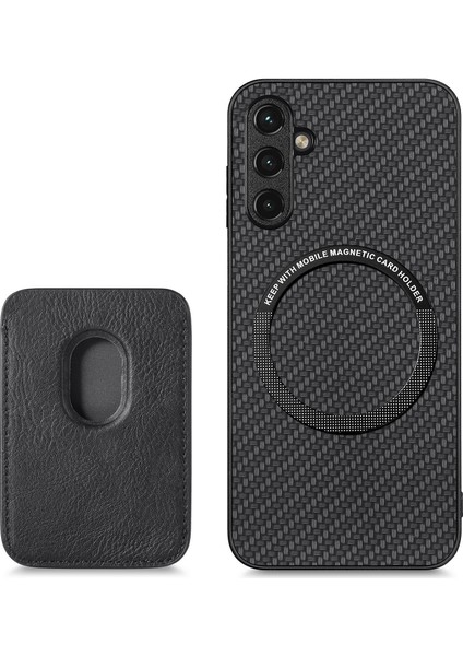 Samsung Galaxy A25 5G(GLOBAL)(161.0 x 76.5 x 8.3mm) Kılıf Manyetik Çıkarılabilir Kart Tutucu Telefon Kapağı-Siyah (Yurt Dışından)