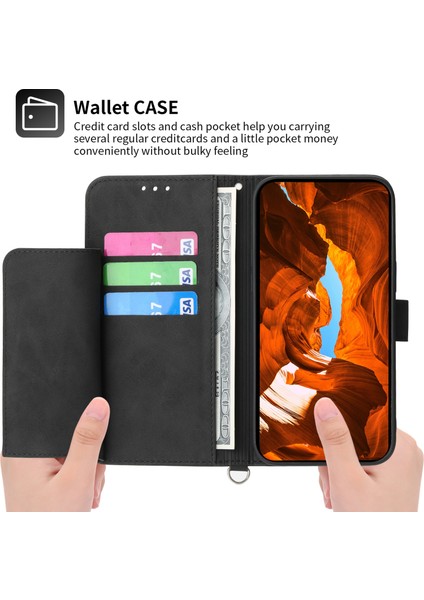 Samsung Galaxy M15 5g Deri Kılıf Çiçek Cep Telefonu Kapağı -Siyah Için (Yurt Dışından)