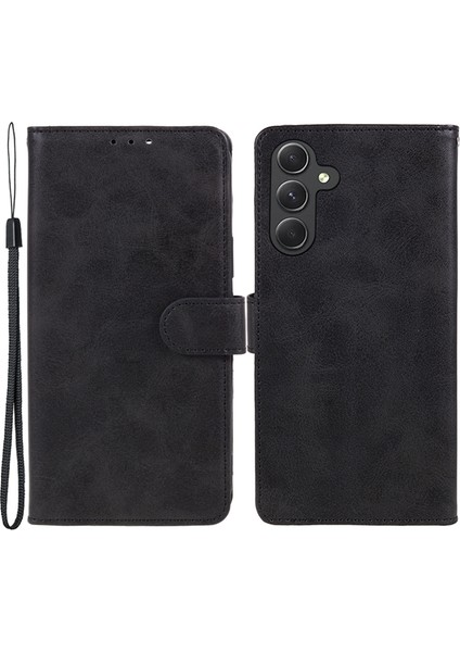 Samsung Galaxy M15 5g Kılıf Buzağı Dokulu Telefon Cüzdan Deri Kılıf Manyetik Tokalı-Siyah (Yurt Dışından)