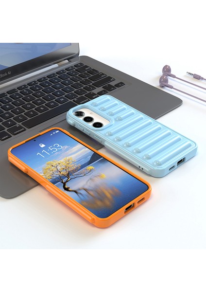 Kapsül Serisi Samsung Galaxy S24+KORUYUCU Kılıf Nervürlü Soft Tpu Telefon Kapağı-Turuncu (Yurt Dışından)