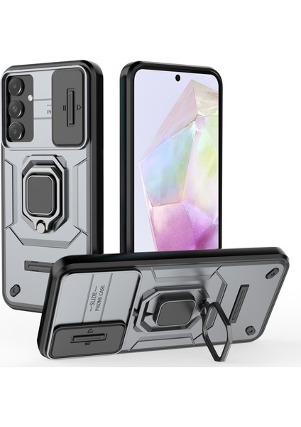 Samsung Galaxy A15 4G/A15 5g Koruyucu Kılıf Slayt Lens Kapağı Pc+Tpu Telefon Kabuk-Gri (Yurt Dışından)