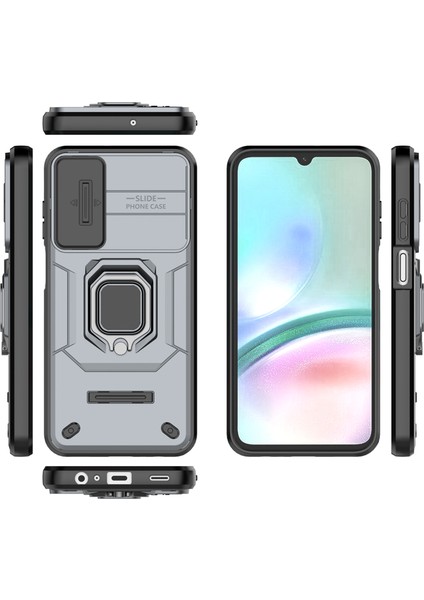 Samsung Galaxy A15 4G/A15 5g Koruyucu Kılıf Slayt Lens Kapağı Pc+Tpu Telefon Kabuk-Gri (Yurt Dışından)