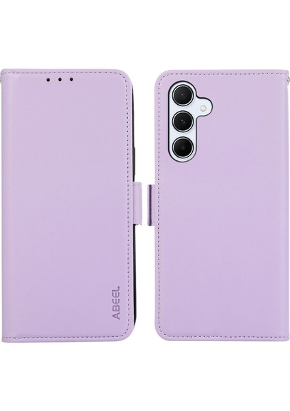 Samsung Galaxy A35 5g Folyo Kılıf Rfıd Engelleme Standlı Telefon Koruyucu-Mor (Yurt Dışından)