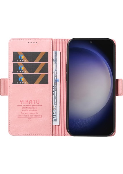 Samsung Galaxy S24 Kılıf Pu Deri Manyetik Toka Telefon Kapağı Cilt Dokunmatik Duygu-Pembe (Yurt Dışından)