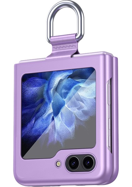 Samsung Galaxy Z Flip6 5g Katlanmış Telefon Kılıfı Için Cilt Dokunmatik Sert Pc Telefon Kapağı Halka Tutucu-Mor (Yurt Dışından)