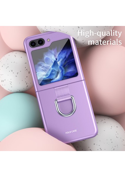 Samsung Galaxy Z Flip6 5g Katlanmış Telefon Kılıfı Için Cilt Dokunmatik Sert Pc Telefon Kapağı Halka Tutucu-Mor (Yurt Dışından)