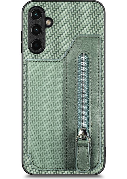 C1-04 Samsung Galaxy A35 5g Kılıf Deri+Pc+Tpu Fermuarlı Cüzdan Akıllı Telefon Kapağı-Yeşil (Yurt Dışından)