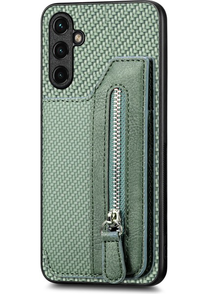 C1-04 Samsung Galaxy A35 5g Kılıf Deri+Pc+Tpu Fermuarlı Cüzdan Akıllı Telefon Kapağı-Yeşil (Yurt Dışından)