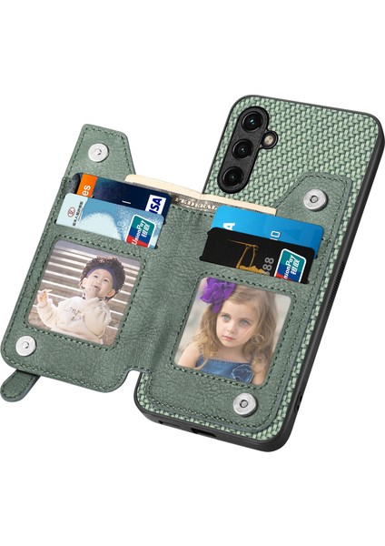 C1-04 Samsung Galaxy A35 5g Kılıf Deri+Pc+Tpu Fermuarlı Cüzdan Akıllı Telefon Kapağı-Yeşil (Yurt Dışından)