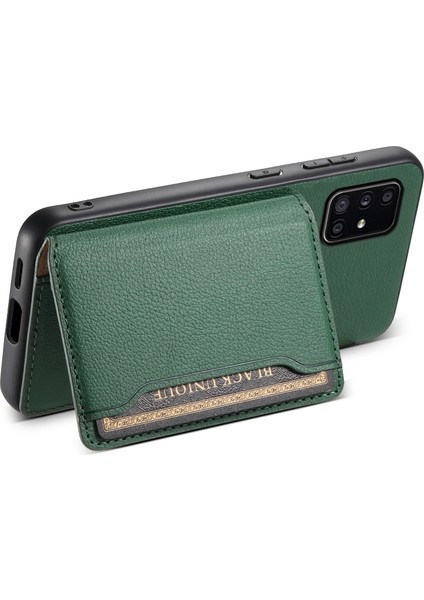 Samsung Galaxy A51 4g SM-A515 Kılıf Kart Tutucu Deri+Pc+Tpu Telefon Kickstand Kapak-Yeşil (Yurt Dışından)