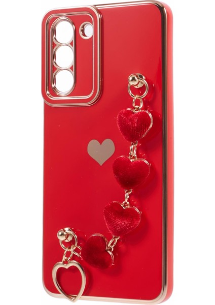 Samsung Galaxy S21 Fe 5g Tpu Kılıf Kalp Desenli Galvanik Telefon Kılıfı, Askı-Kırmızı (Yurt Dışından) modelleri