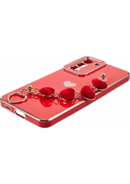 Samsung Galaxy S21 Fe 5g Tpu Kılıf Kalp Desenli Galvanik Telefon Kılıfı, Askı-Kırmızı (Yurt Dışından) fırsatları
