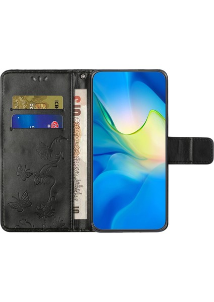 Samsung Galaxy M15 5g Flip Cüzdan Kılıf Çiçek Deri Telefon Kılıfı-Siyah (Yurt Dışından)