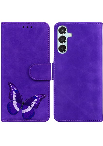 Samsung Galaxy M15 5g Kılıf Cüzdan Kılıf Deri Telefon Kılıfı-Mor (Yurt Dışından)