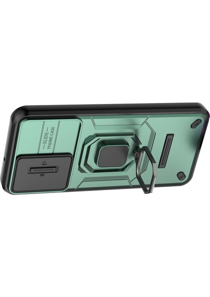 Samsung Galaxy M15 5g Kılıf Slaytlı Kamera Kapak Halkası Kickstand Pc+Tpu Telefon Koruyucu-Yeşil (Yurt Dışından)