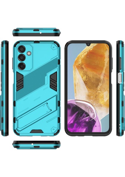 Samsung Galaxy M15 5g Kılıf Pc+Tpu Katlanır Kickstand'lı Düşmeye Dayanıklı Telefon Kılıfı-Bebek Mavisi (Yurt Dışından)