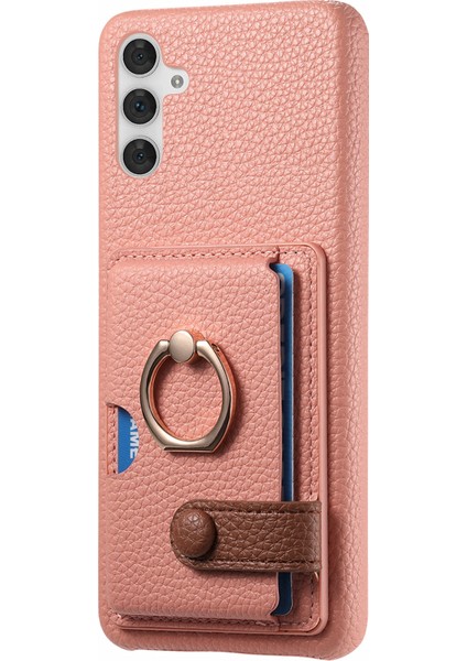 Samsung Galaxy A35 5g Kılıf Kickstand Pu+Pc+Tpu Kart Yuvalı Telefon Kapağı-Pembe (Yurt Dışından)