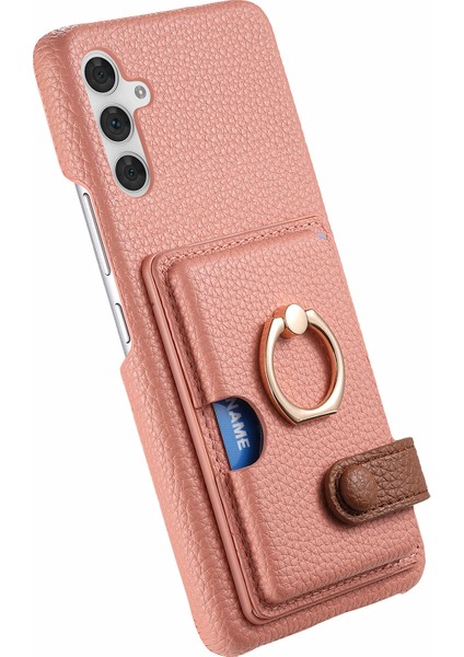 Samsung Galaxy A35 5g Kılıf Kickstand Pu+Pc+Tpu Kart Yuvalı Telefon Kapağı-Pembe (Yurt Dışından)