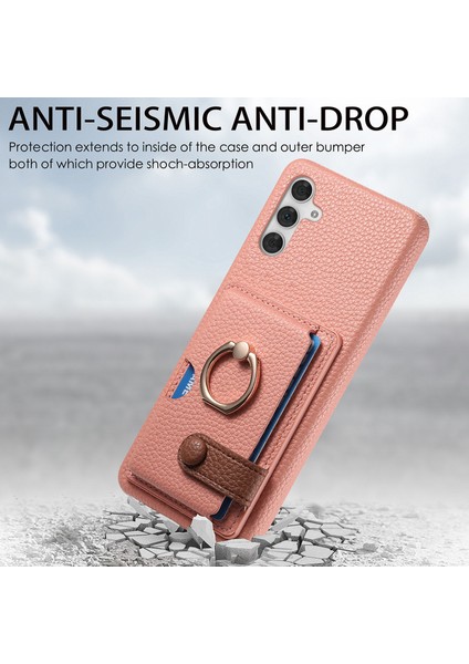 Samsung Galaxy A35 5g Kılıf Kickstand Pu+Pc+Tpu Kart Yuvalı Telefon Kapağı-Pembe (Yurt Dışından)