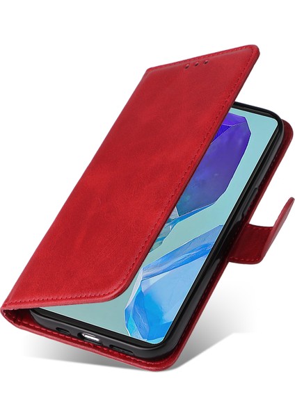 Samsung Galaxy M55 5g 3 Kart Yuvalı Deri Kılıf Cep Telefonu Kapağı-Kırmızı (Yurt Dışından)