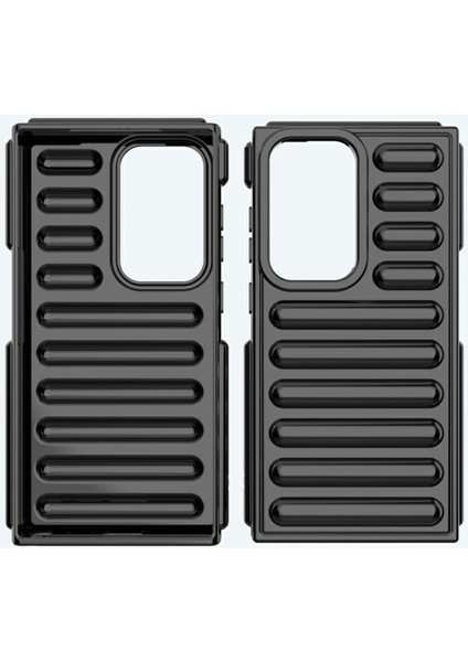 Kapsül Serisi Samsung Galaxy S24 Ultra Tpu Kılıf Anti-Damla Nervürlü Arka Kapak-Turuncu (Yurt Dışından)