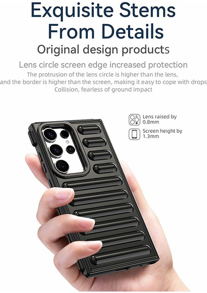 Kapsül Serisi Samsung Galaxy S24 Ultra Tpu Kılıf Anti-Damla Nervürlü Arka Kapak-Turuncu (Yurt Dışından)