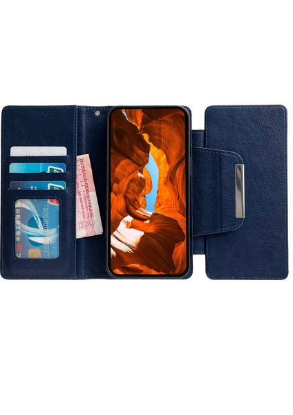 Standlı Kılıf Samsung Galaxy S24+SHELL Ayrılabilir 2'si 1 Arada Cüzdan Telefon Kapağı-Safir (Yurt Dışından)