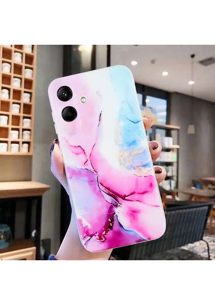 Samsung Galaxy A05 4g Kılıf Mermer Desenli Soft Tpu Telefon Kılıfı-Pembe/mavi (Yurt Dışından)