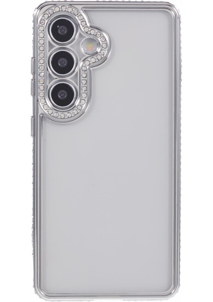 Samsung Galaxy S24 + Kılıf Için Yumuşak Tpu Telefon Kapağı Bling Rhinestones Dekor Telefon Kabuk-Gümüş (Yurt Dışından)