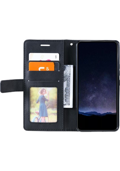 Samsung Galaxy A04E 4g Kılıf Deri Ekleme Tasarımı Standlı Telefon Kapağı-Siyah (Yurt Dışından) fiyatları