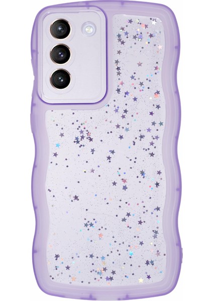 Samsung Galaxy S22+5G Dalgalı Kenar Tpu Kılıf Anti-Drop Epoksi Telefon Kapağı-Şeffaf Mor (Yurt Dışından)