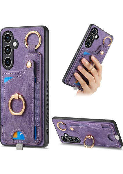 Samsung Galaxy S23 Fe Kılıf Kart Yuvası Kickstand Tpu Telefon Kılıfı-Mor (Yurt Dışından)