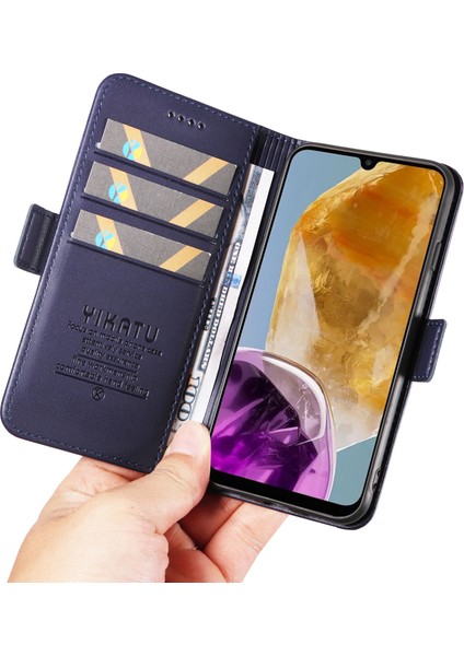 Samsung Galaxy M15 5g Kılıf Cüzdan Deri Kapak Yan Manyetik Toka-Safir (Yurt Dışından)
