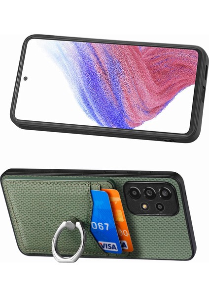 Seashell Digital C1-8 Samsung Galaxy A53 5g Kılıf Deri+Pc+Tpu Kart Yuvalı Telefon Kılıfı-Yeşil (Yurt Dışından)