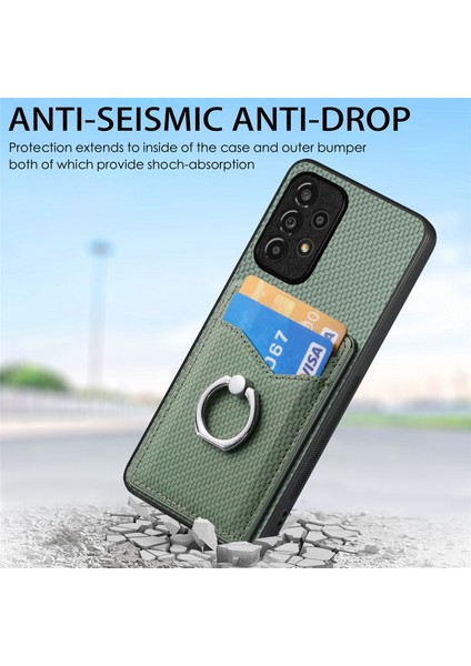 Seashell Digital C1-8 Samsung Galaxy A53 5g Kılıf Deri+Pc+Tpu Kart Yuvalı Telefon Kılıfı-Yeşil (Yurt Dışından)