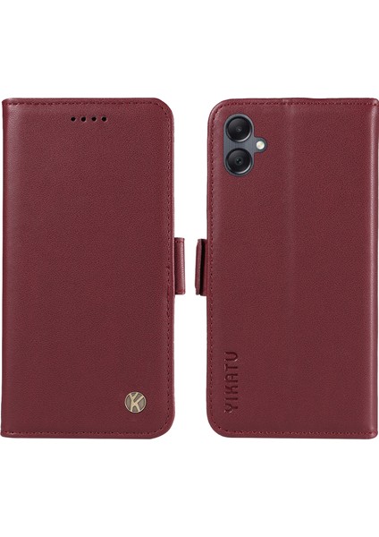Samsung Galaxy A05 4g Kılıf Pu Deri Folyo Katlanır Stand Kitap Tarzı Telefon Kapağı-Şarap Kırmızı (Yurt Dışından)